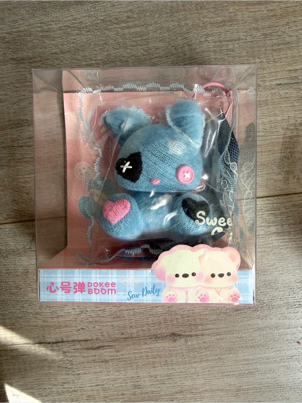 🆕 Denim Blue Squishy Plush Bunny Kids Backpack Charm